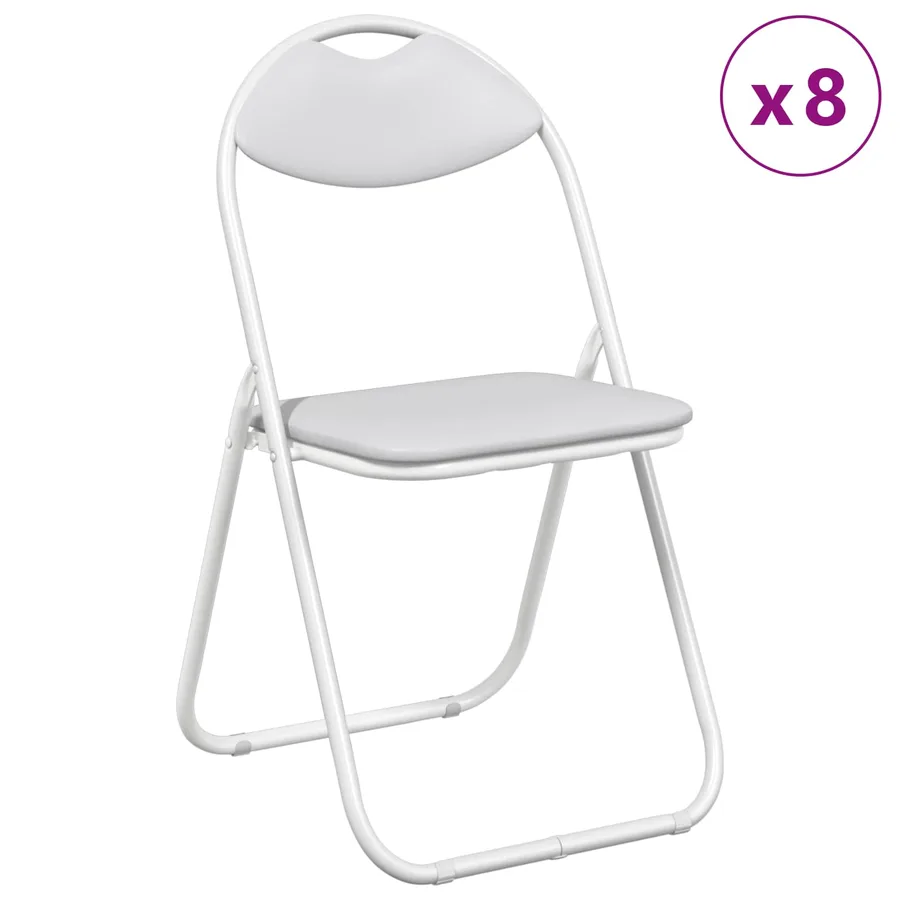 Chaise pliante 8 pcs Blanc 48 x 43,5 x 81 cm Simili cuir - 3