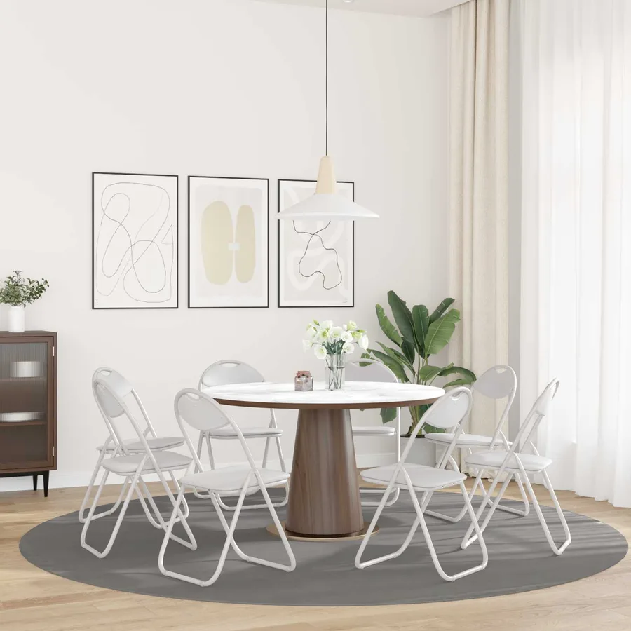 Chaise pliante 8 pcs Blanc 48 x 43,5 x 81 cm Simili cuir - 4