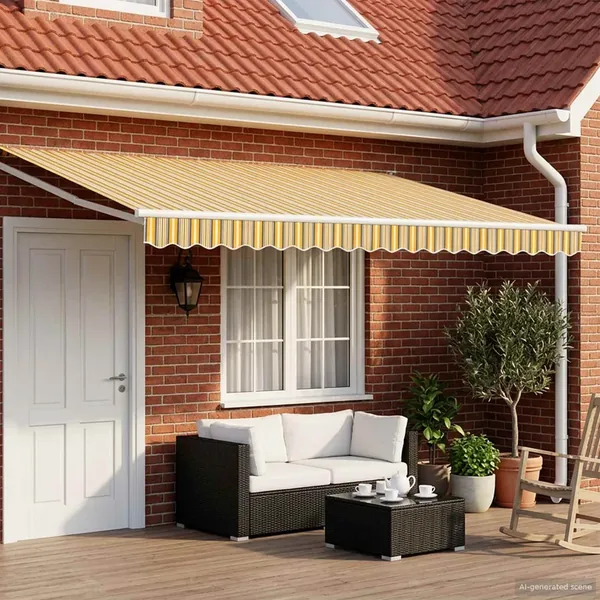 Store rétractable manuel avec LEDs 4,5 × 3 m
