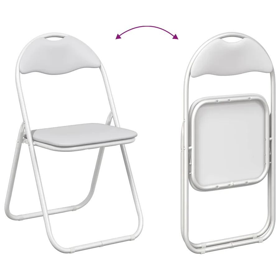 Chaise pliante 8 pcs Blanc 48 x 43,5 x 81 cm Simili cuir - 11