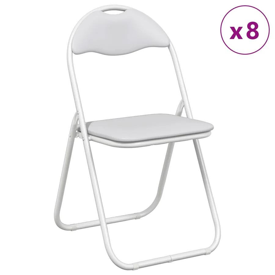 Chaise pliante 8 pcs Blanc 48 x 43,5 x 81 cm Simili cuir - 3