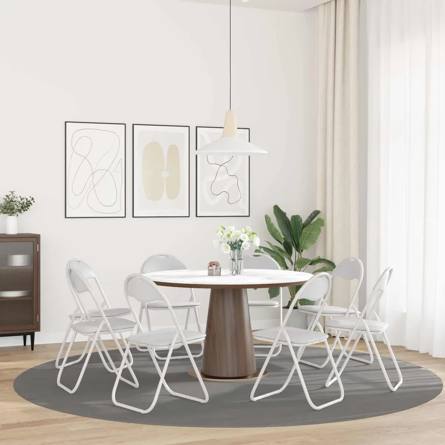 Chaise pliante 8 pcs Blanc 48 x 43,5 x 81 cm Simili cuir - 4