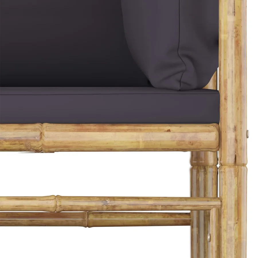 Salon de jardin 5 pcs avec coussins gris foncé bambou - 4