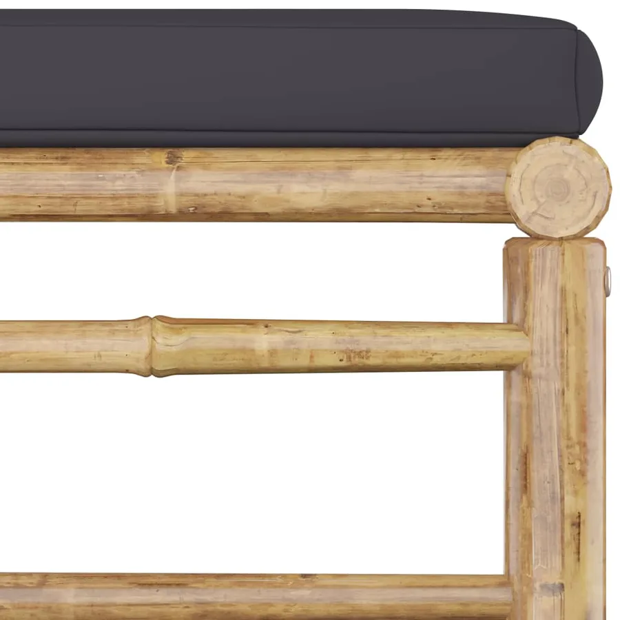 Salon de jardin 5 pcs avec coussins gris foncé bambou - 8