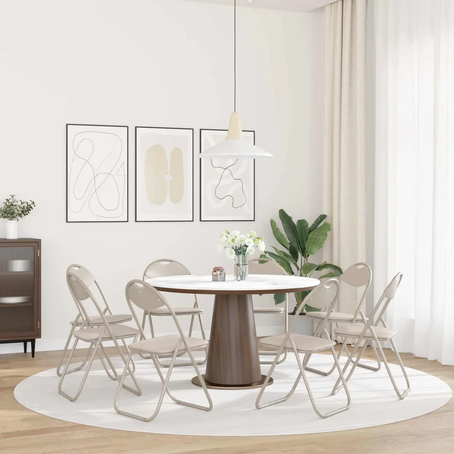 Chaise pliante 8 pcs Sable 48 x 43,5 x 81 cm Simili cuir - 4