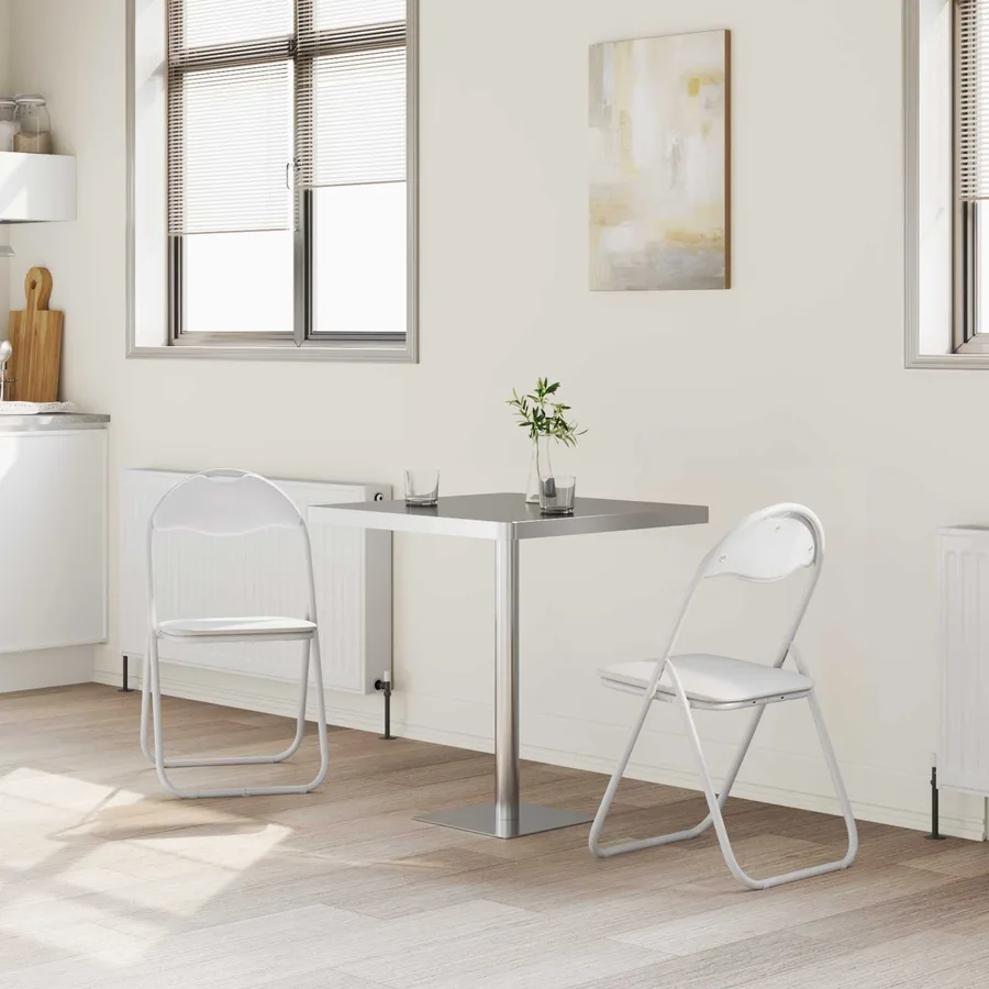Chaise pliante 2 pcs Simili cuir Blanc 48 x 43,5 x 81 cm - 3