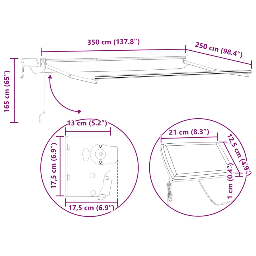 Store rétractable manuel avec LEDs 3,5 x 2,5 m - 13