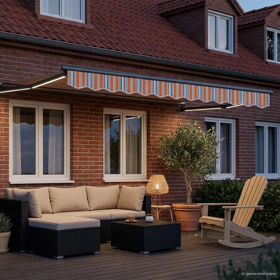 Store rétractable manuel avec LEDs 3,5 x 2,5 m - 3