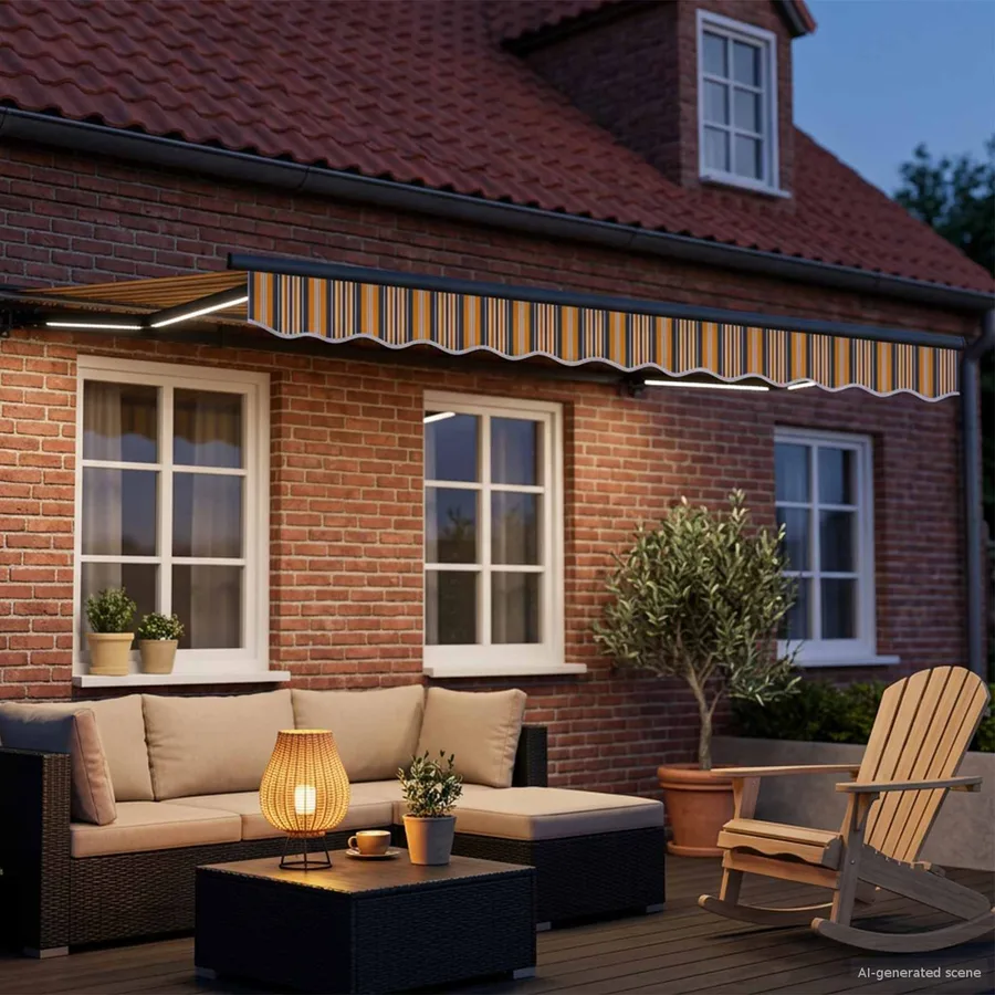 Cadre de store manuel avec LEDs 3,5 x 2,5 m - 3