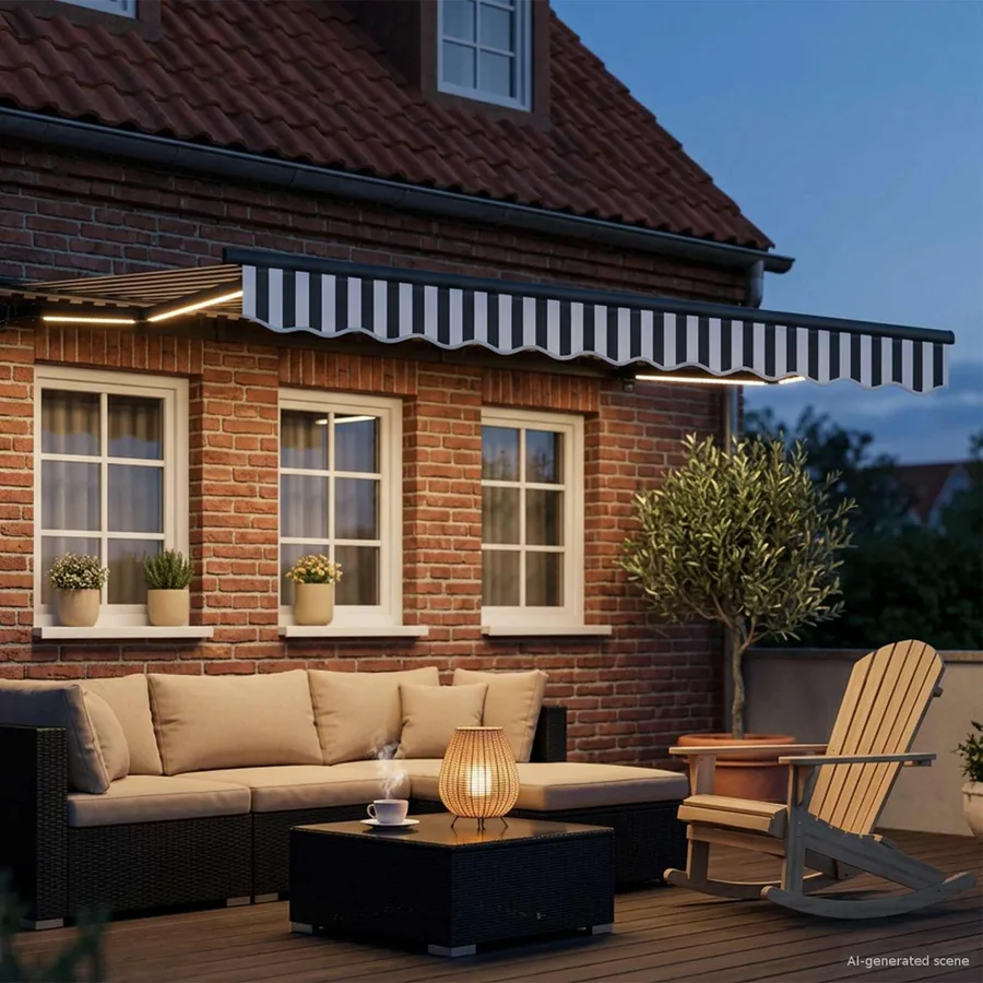 Cadre de store manuel avec LEDs Anthracite et blanc 3 x 2,5 m - 3