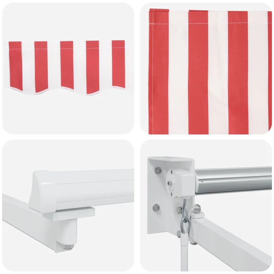 Store rétractable manuel avec LEDs Rouge et Blanc 4 × 3 m - 9