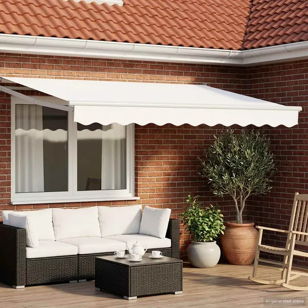 Store rétractable manuel avec LEDs Blanc 3,5 x 2,5 m