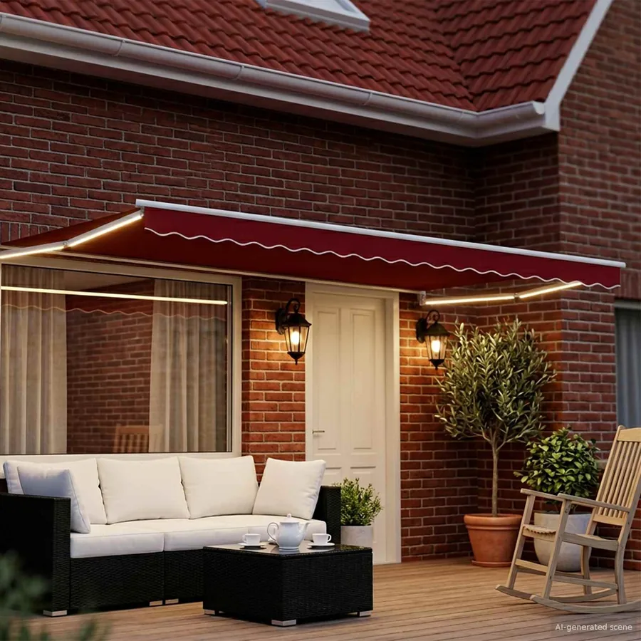 Store rétractable manuel avec LEDs Rouge et Blanc 4 × 3 m - 3