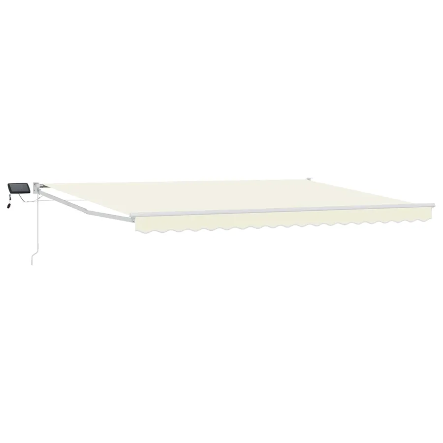 Store rétractable manuel avec LEDs Crème et Blanc 4 × 3 m - 2