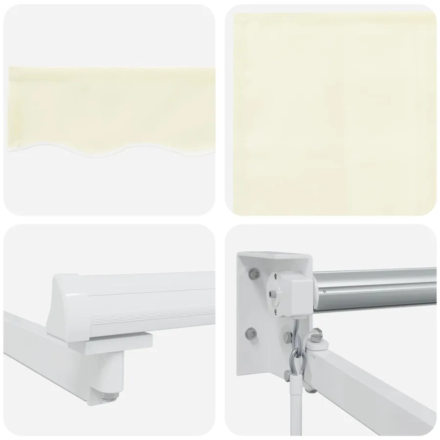 Store rétractable manuel avec LEDs Crème et Blanc 4 × 3 m - 9