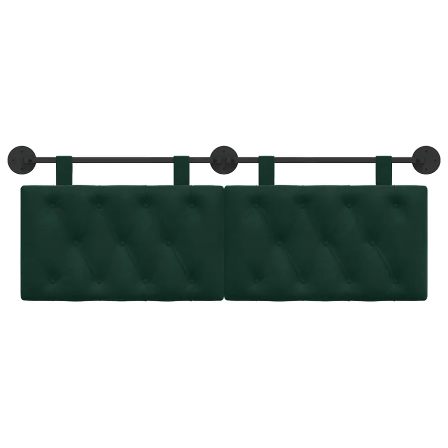 Tête de lit suspendue Avec lumière LED Vert foncé Velours - 5