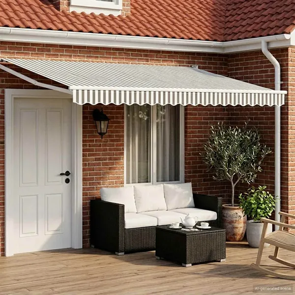 Auvent rétractable Anthracite et blanc 4 x 2 m
