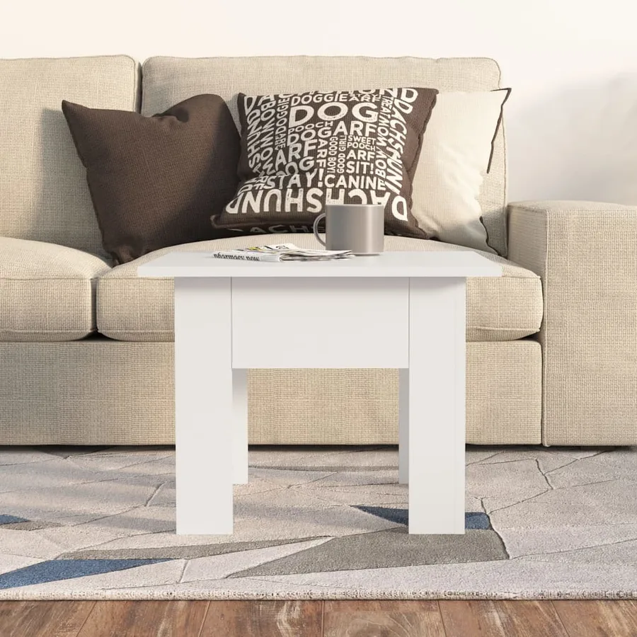 Table basse blanc 55x55x42 cm bois d'ingénierie - 3