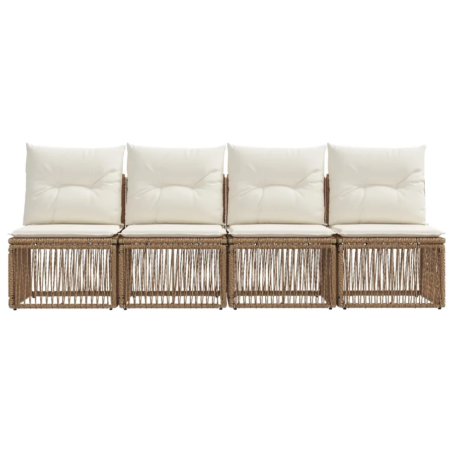 Canapé 4 places 4 pcs 4-Nombre de places Beige polyrotin - 4