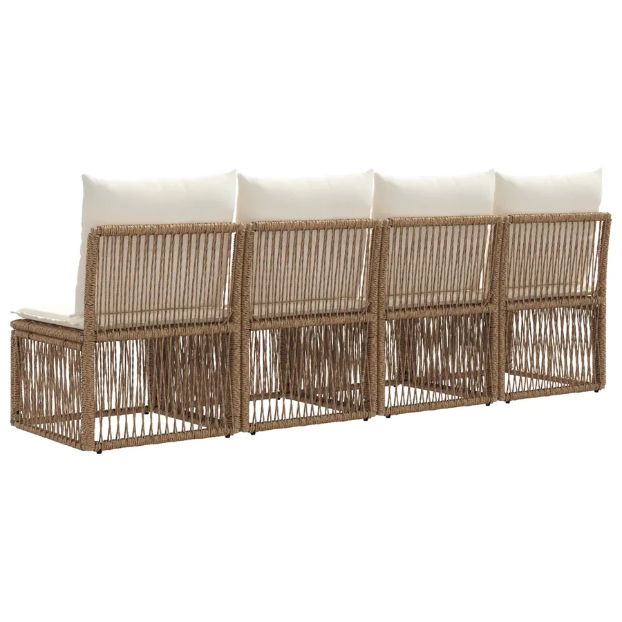 Canapé 4 places 4 pcs 4-Nombre de places Beige polyrotin - 6