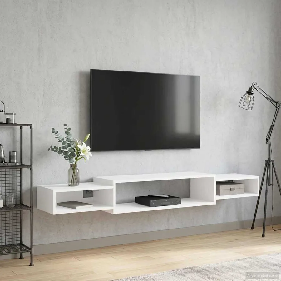 Meuble TV mural Montage mural Blanc 180 x 28 x 21 cm