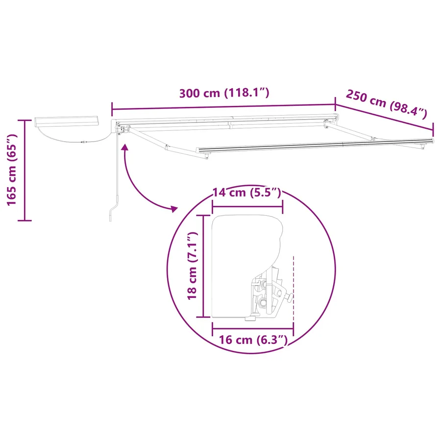 Auvent rétractable électrique 3 x 2,5 m - 12
