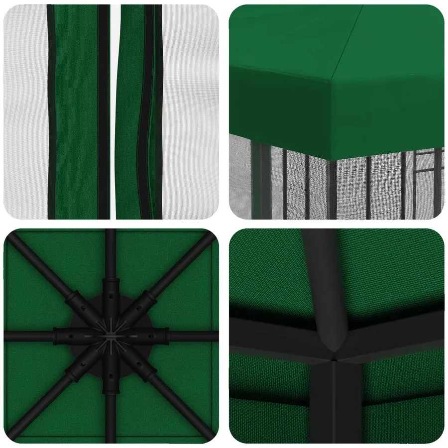 Abri de jardin avec parois 3 x 3 m Vert Polyester et Acier - 7