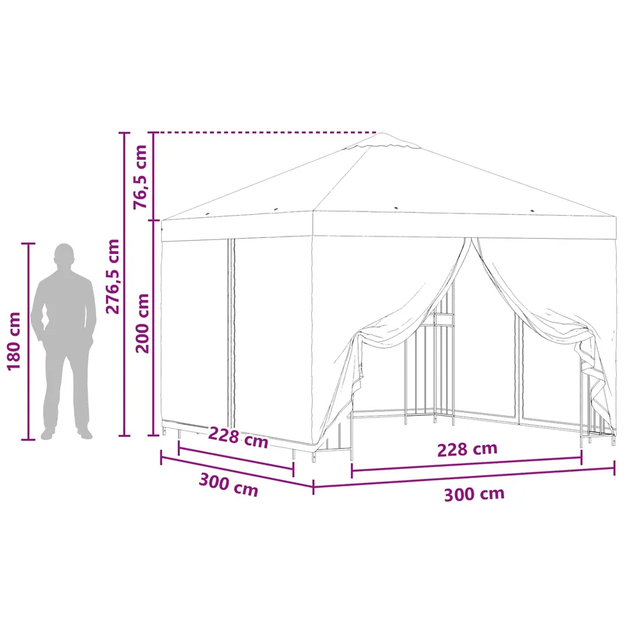 Abri de jardin avec parois 3 x 3 m Vert Polyester et Acier - 9
