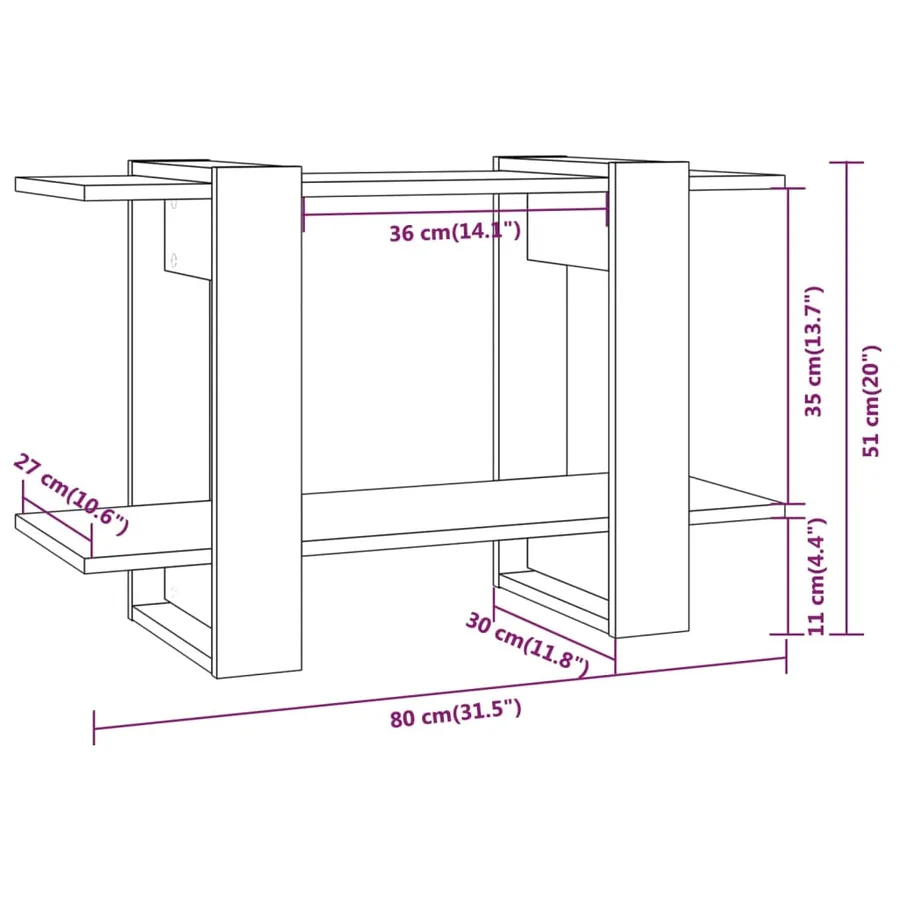 Bibliothèque/Séparateur de pièce Gris béton 80x30x51 cm - 7