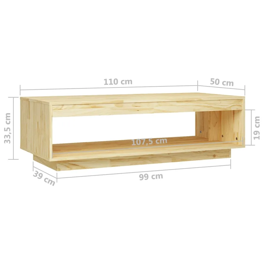 Table basse 110x50x33,5 cm bois de pin massif - 8
