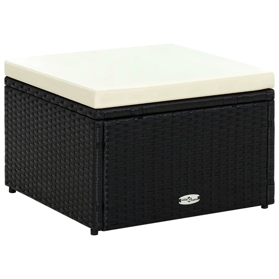 Tabouret / repose-pied Résine tressée 53 x 53 x 30 cm Noir