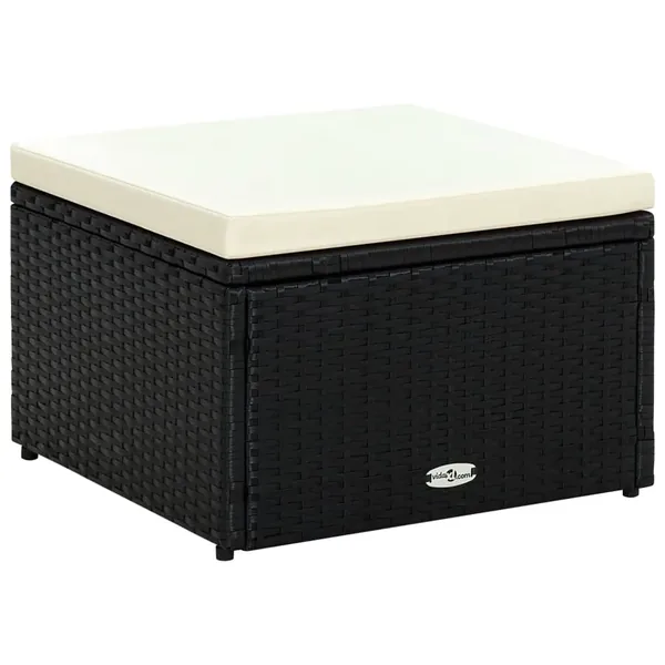 Tabouret / repose-pied Résine tressée 53 x 53 x 30 cm Noir