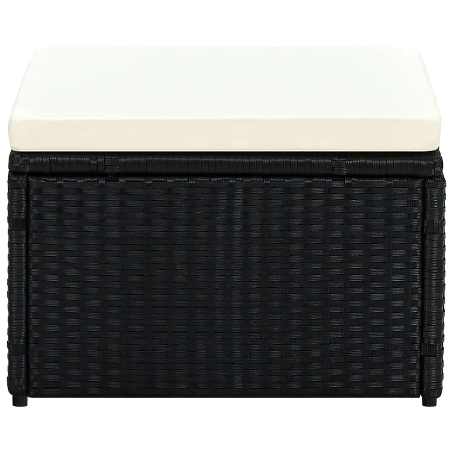 Tabouret / repose-pied Résine tressée 53 x 53 x 30 cm Noir - 3