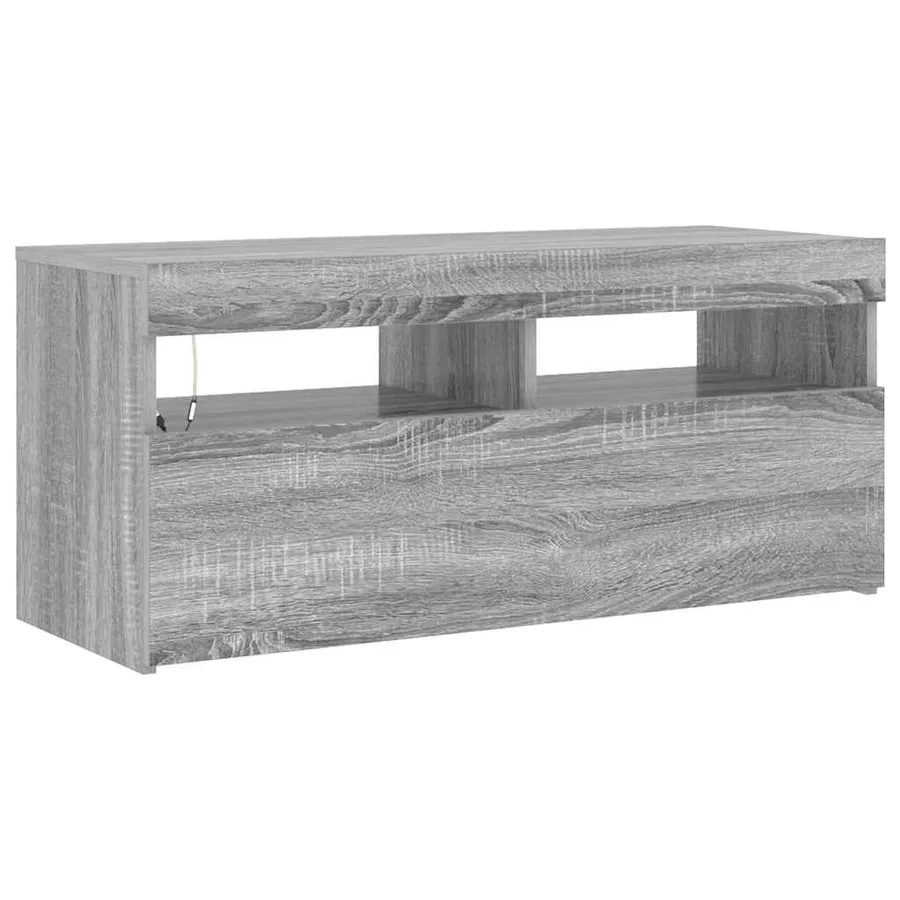 Meuble TV avec lumières LED Sonoma gris 90x35x40 cm - 6