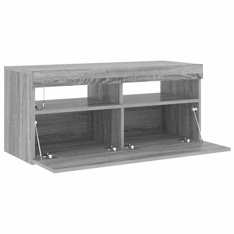 Meuble TV avec lumières LED Sonoma gris 90x35x40 cm - 7