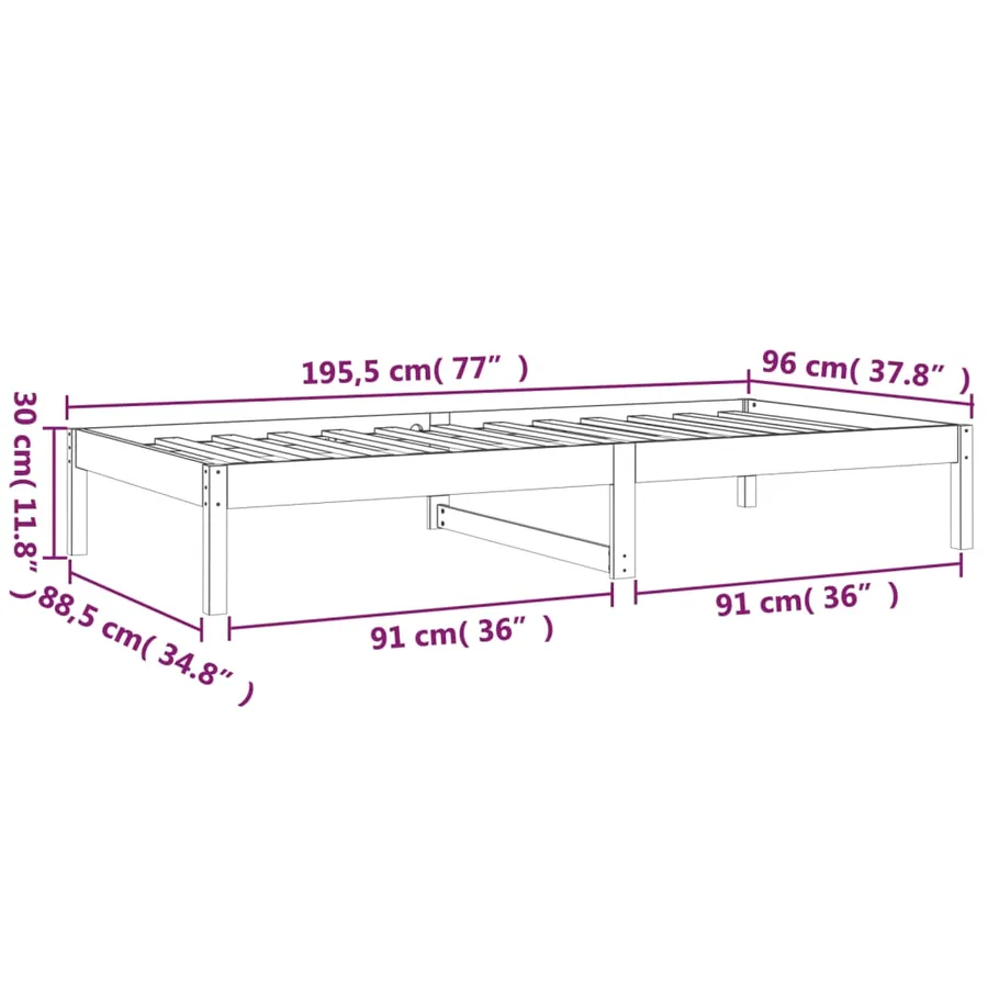 Lit de jour sans matelas 90x190 cm bois de pin massif - 11