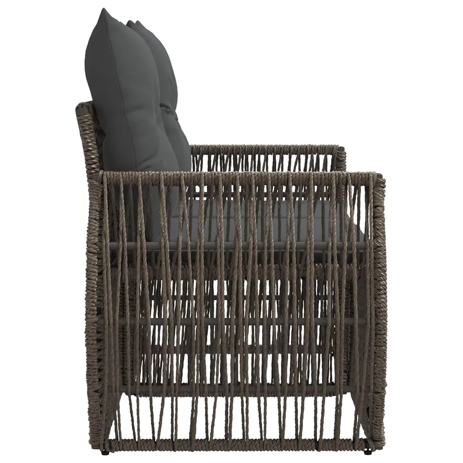 Canapé de jardin 2-Nombre de places Gris polyrotin - 5