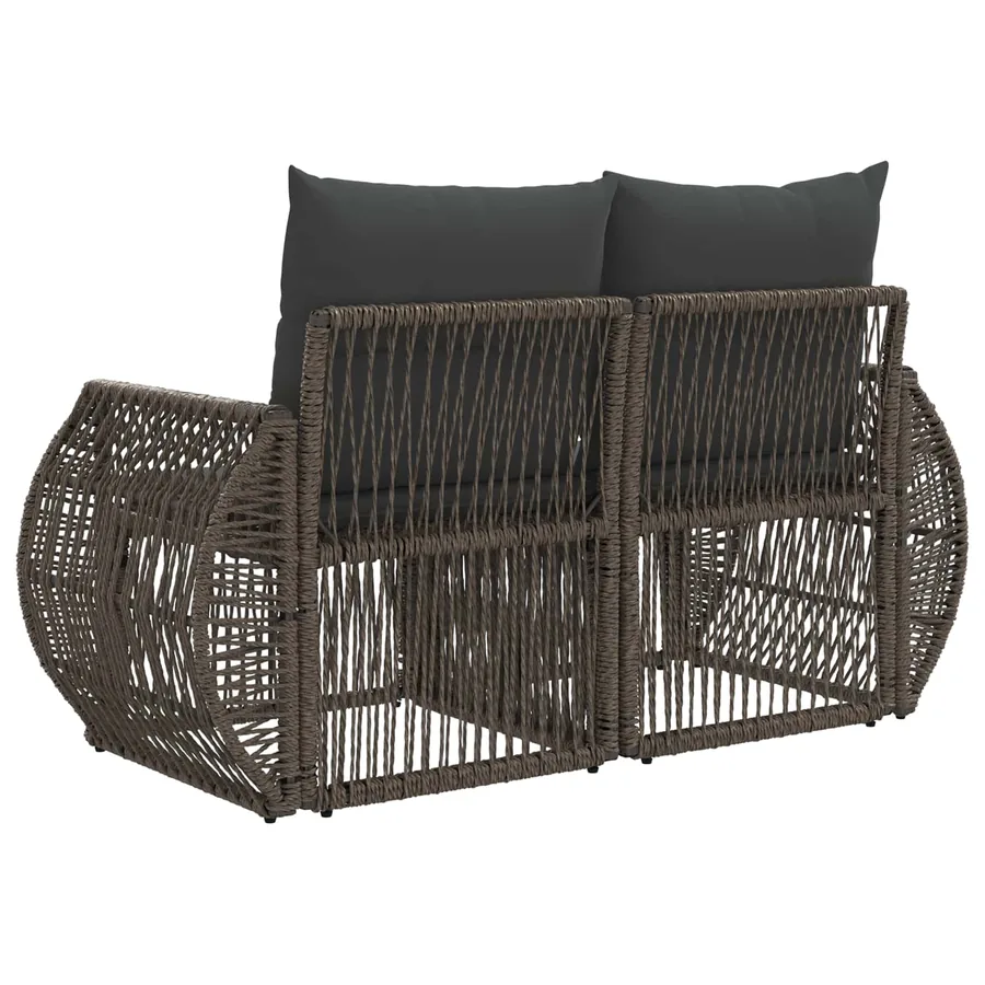 Canapé de jardin 2-Nombre de places Gris polyrotin - 6
