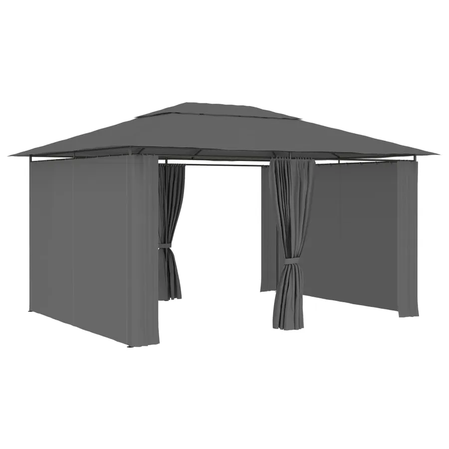 Tonnelle de jardin avec rideaux 4 x 3 m Anthracite - 2