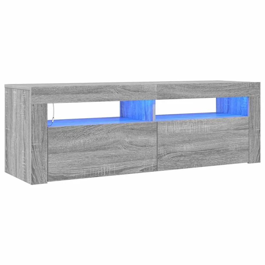 Meuble TV avec lumières LED sonoma gris 120x35x40 cm - 2
