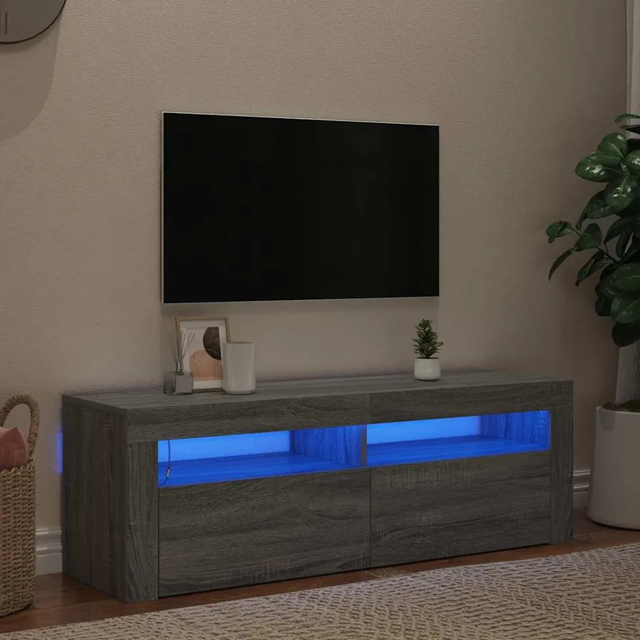 Meuble TV avec lumières LED sonoma gris 120x35x40 cm - 3
