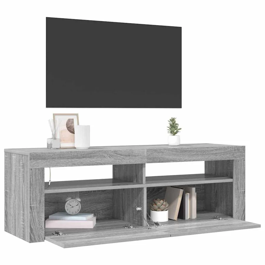 Meuble TV avec lumières LED sonoma gris 120x35x40 cm - 4