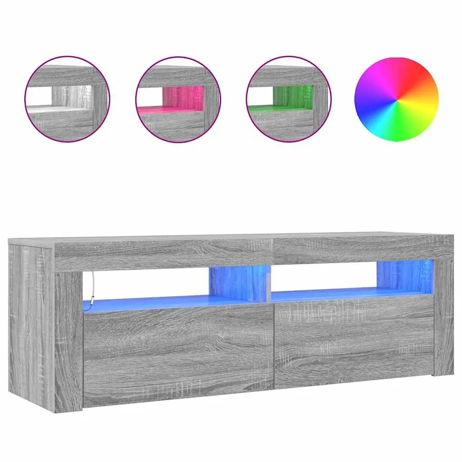 Meuble TV avec lumières LED sonoma gris 120x35x40 cm - 5