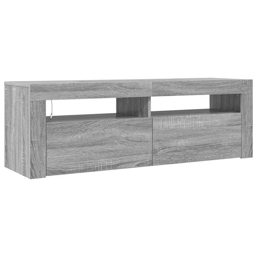 Meuble TV avec lumières LED sonoma gris 120x35x40 cm - 6