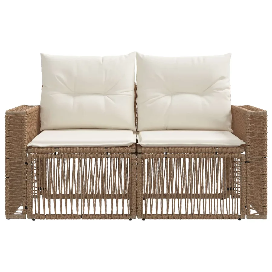 Canapé de jardin 2-Nombre de places Beige polyrotin - 4