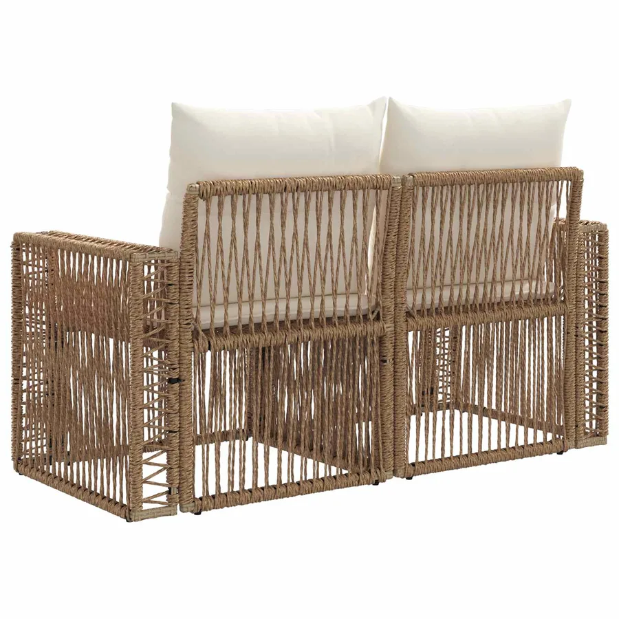 Canapé de jardin 2-Nombre de places Beige polyrotin - 6