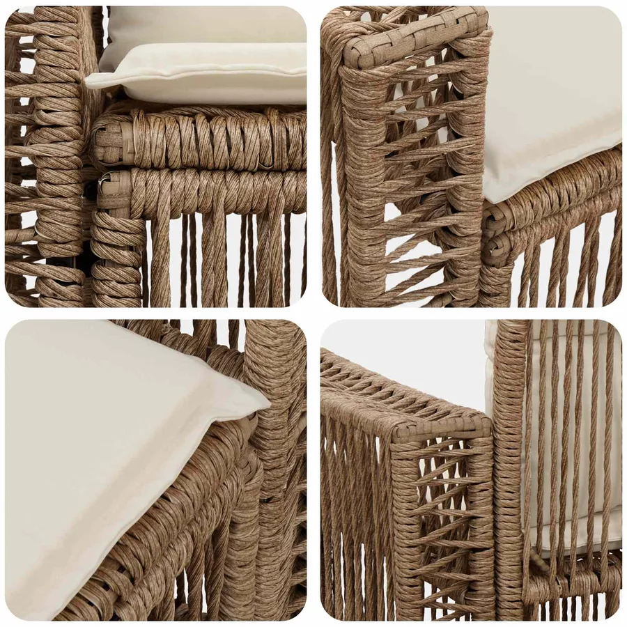 Canapé de jardin 2-Nombre de places Beige polyrotin - 7
