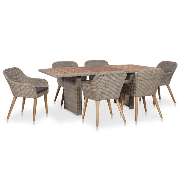 Salon de jardin avec coussins 7 pcs Résine tressée