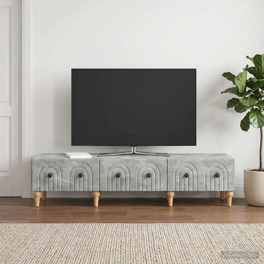 Meuble TV Gris béton 147 x 34,5 x 30 cm Bois d'ingénierie