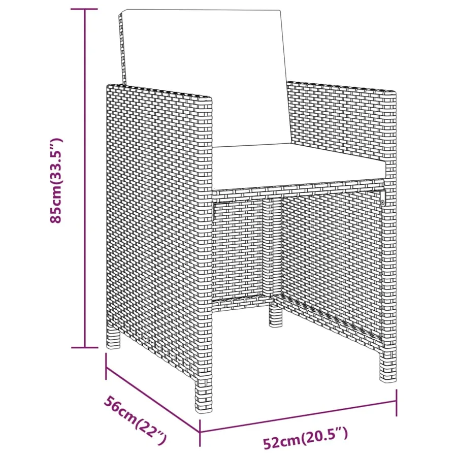 Ensemble à manger de jardin et coussins 3 pcs Marron - 10